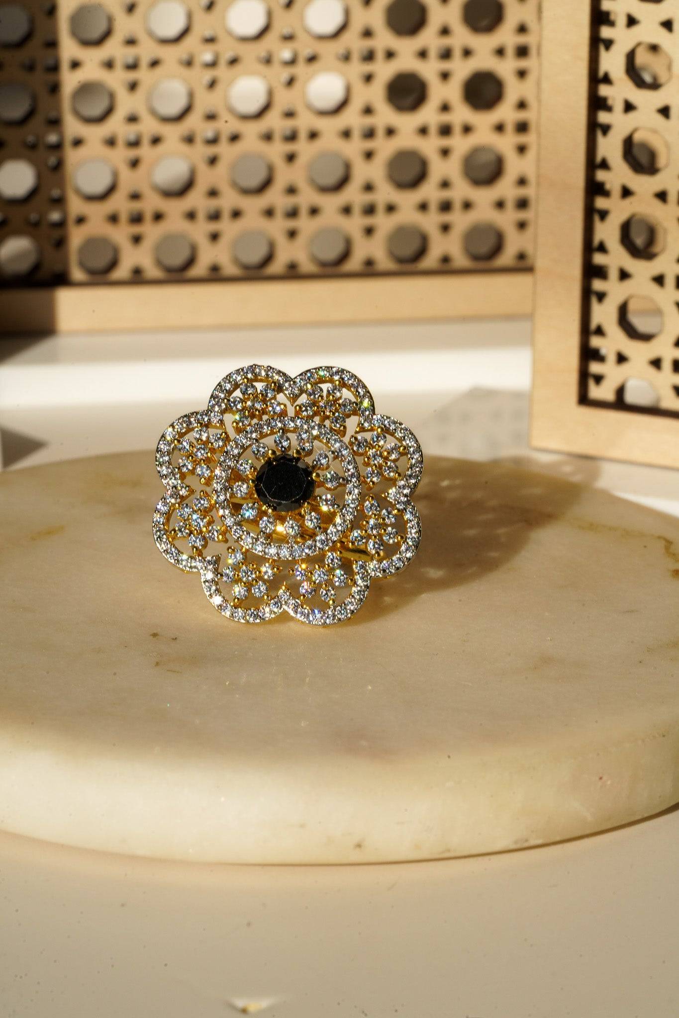 Rida - Floral Adjustable AD Ring Rings from Inaury
