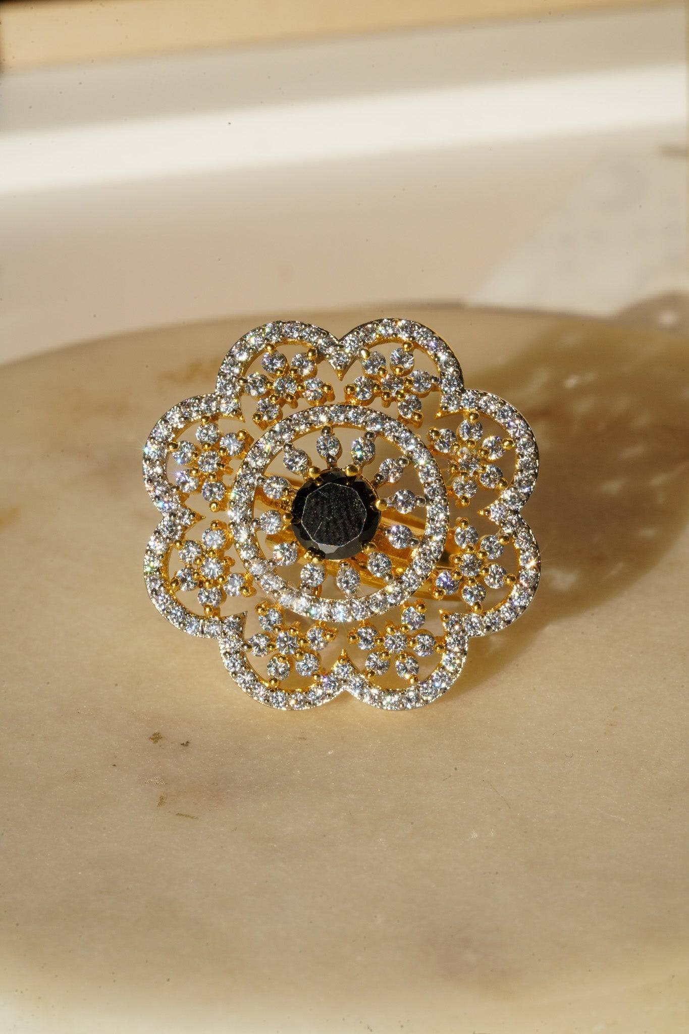 Rida - Floral Adjustable AD Ring Rings from Inaury