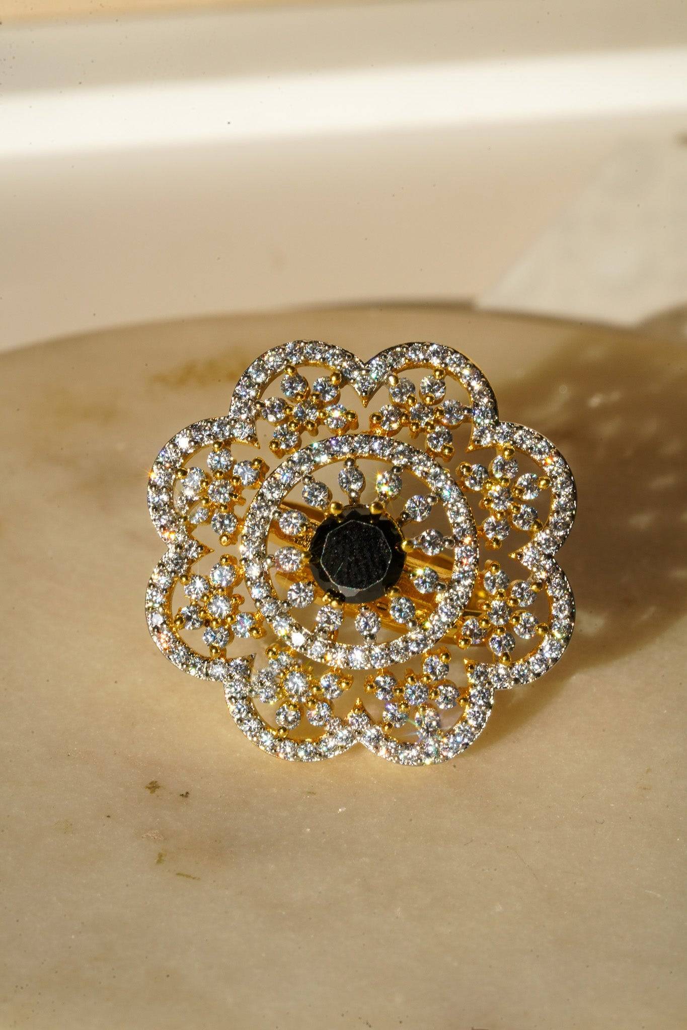 Rida - Floral Adjustable AD Ring Rings from Inaury