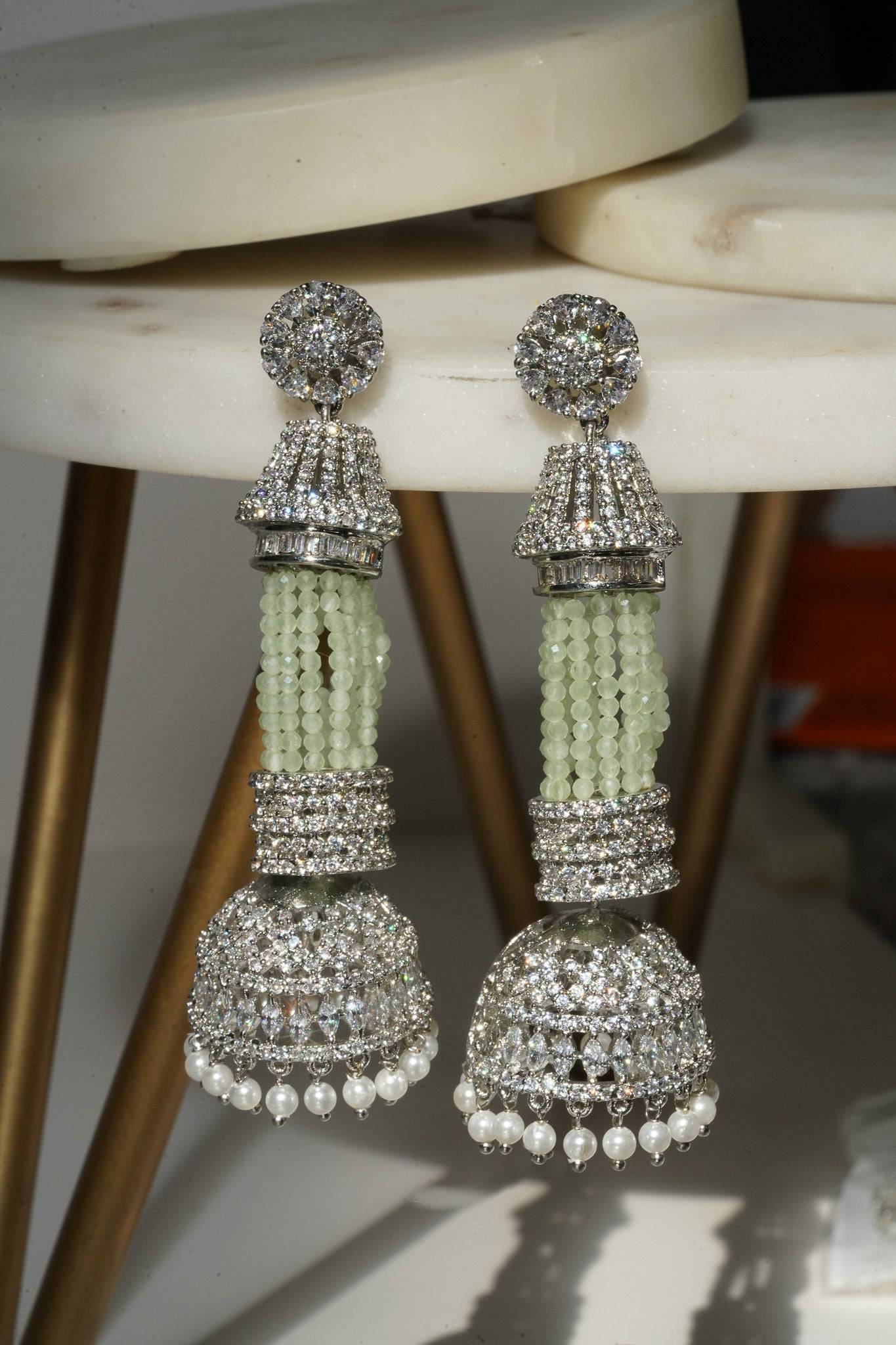 Riya - Tassel AD Jhumka Chandelier from Inaury