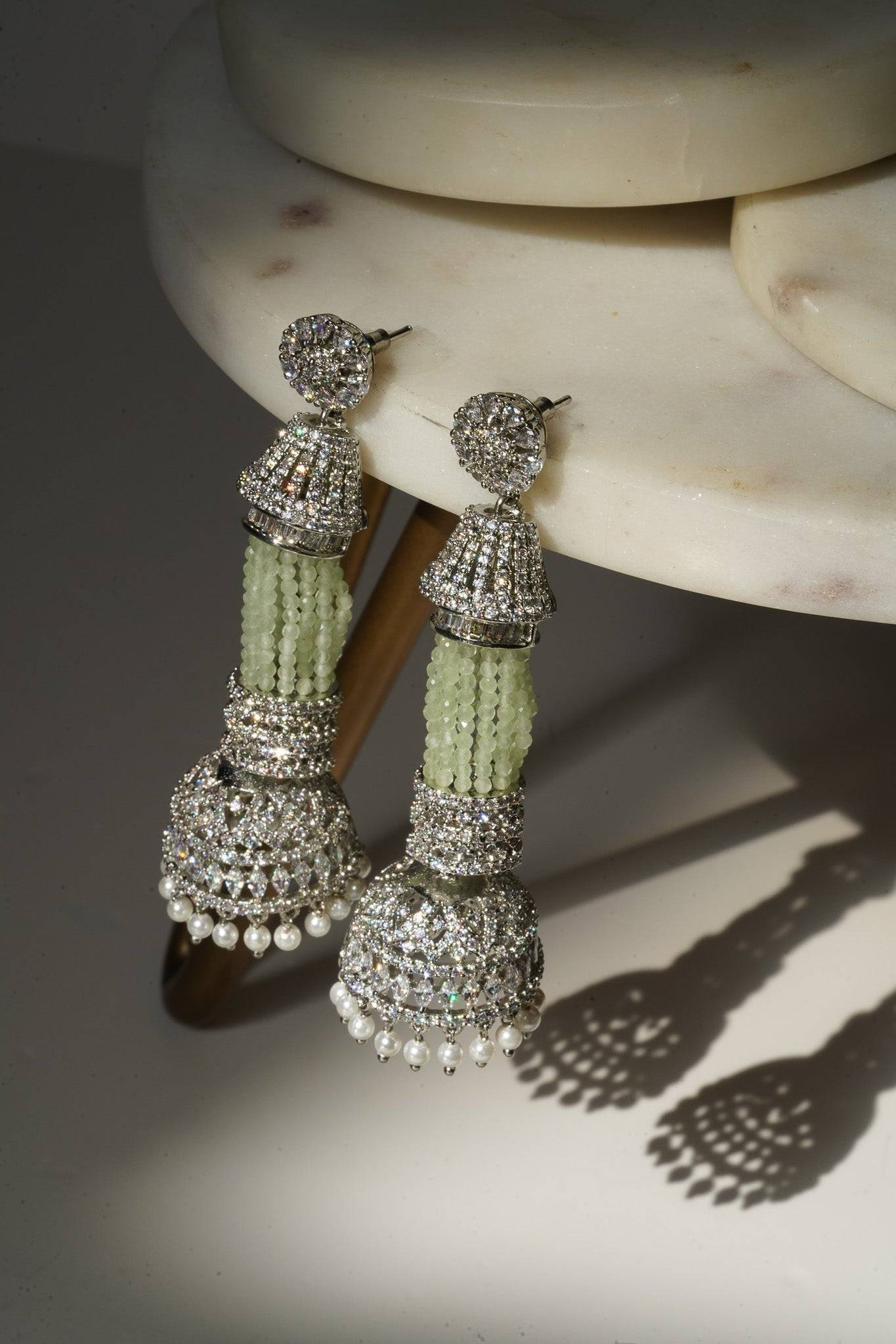 Riya - Tassel AD Jhumka Chandelier from Inaury