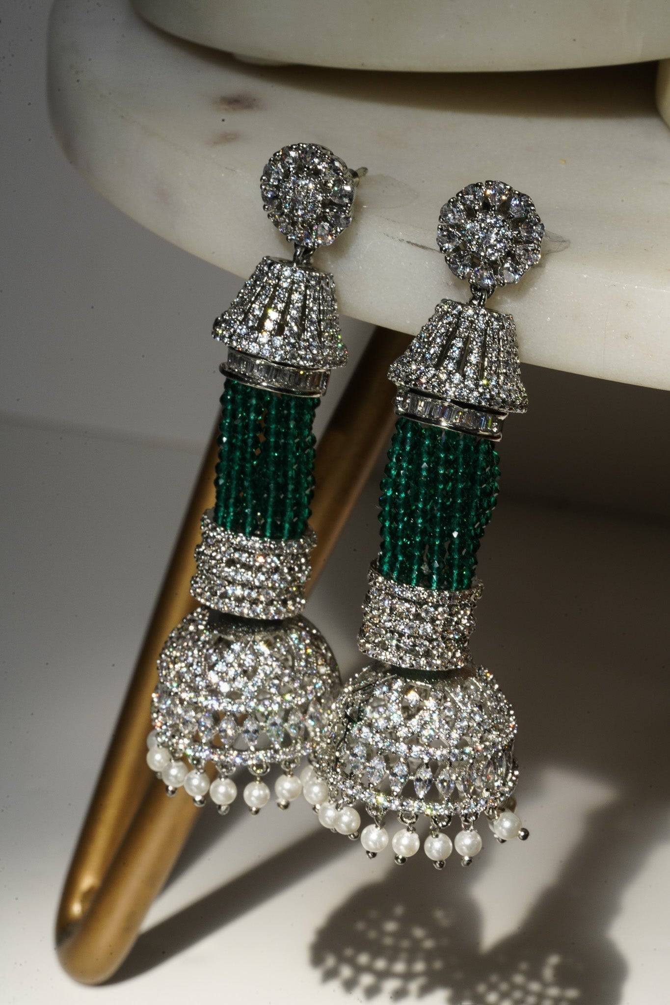 Riya - Tassel AD Jhumka Chandelier from Inaury