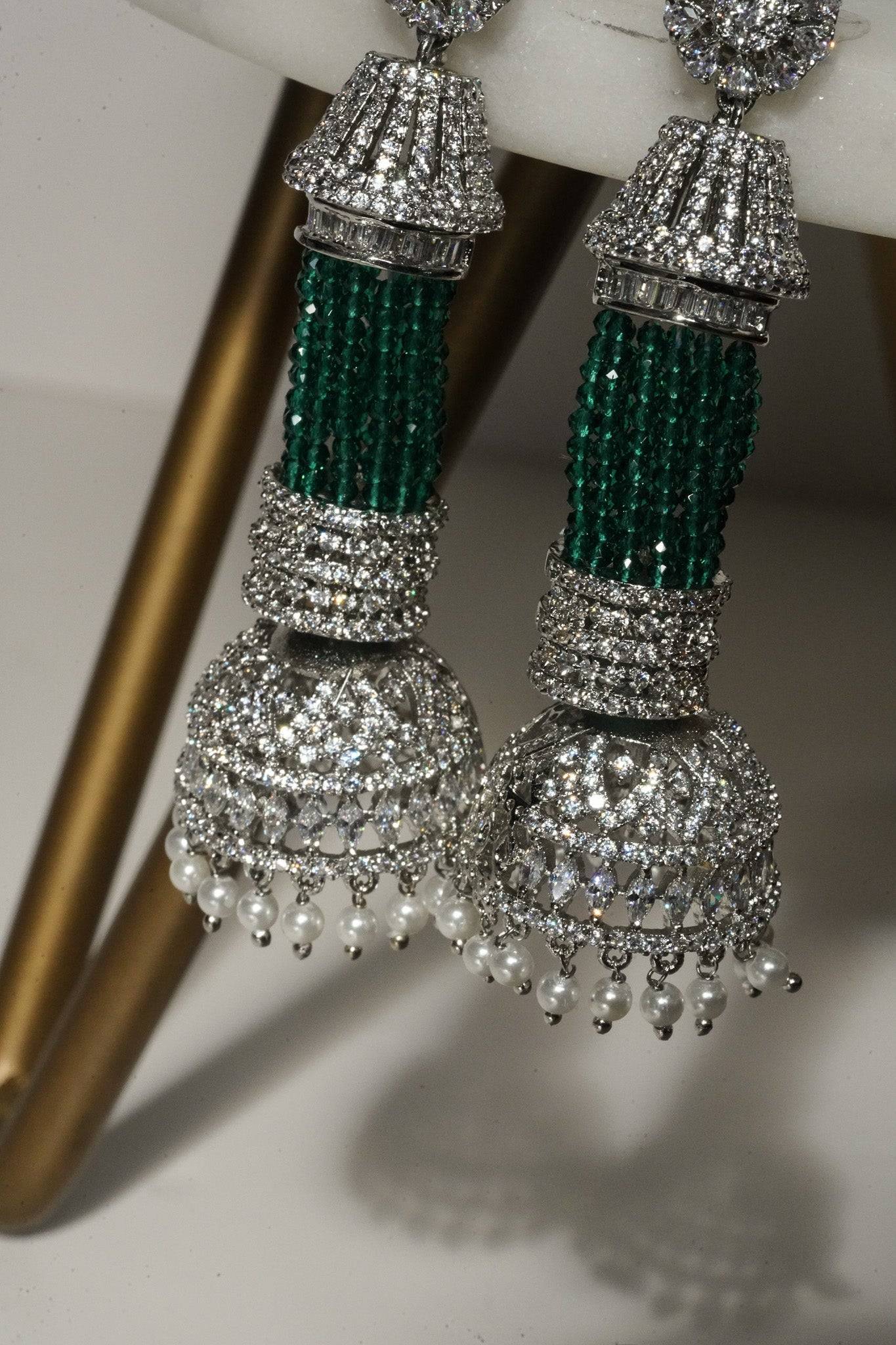 Riya - Tassel AD Jhumka Chandelier from Inaury