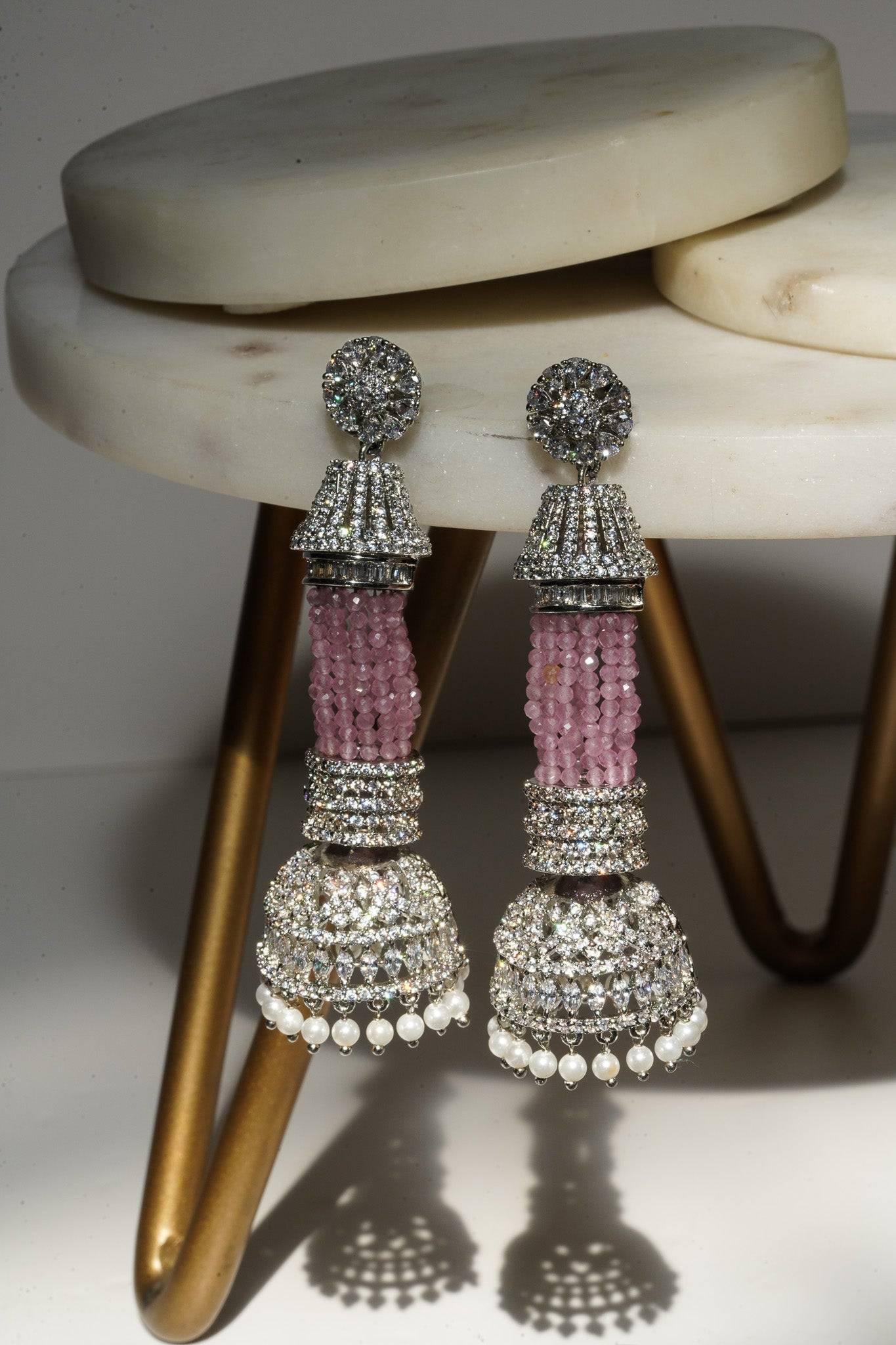 Riya - Tassel AD Jhumka Chandelier from Inaury