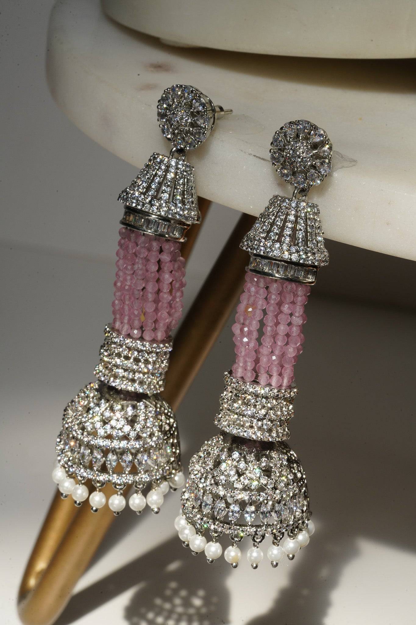 Riya - Tassel AD Jhumka Chandelier from Inaury