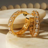 Saira Diamanté Accent AD Hoops - Gold-plated hoop earrings with white or mint green AD stones, measuring 1.54 inches in height and 0.35 inches in width.