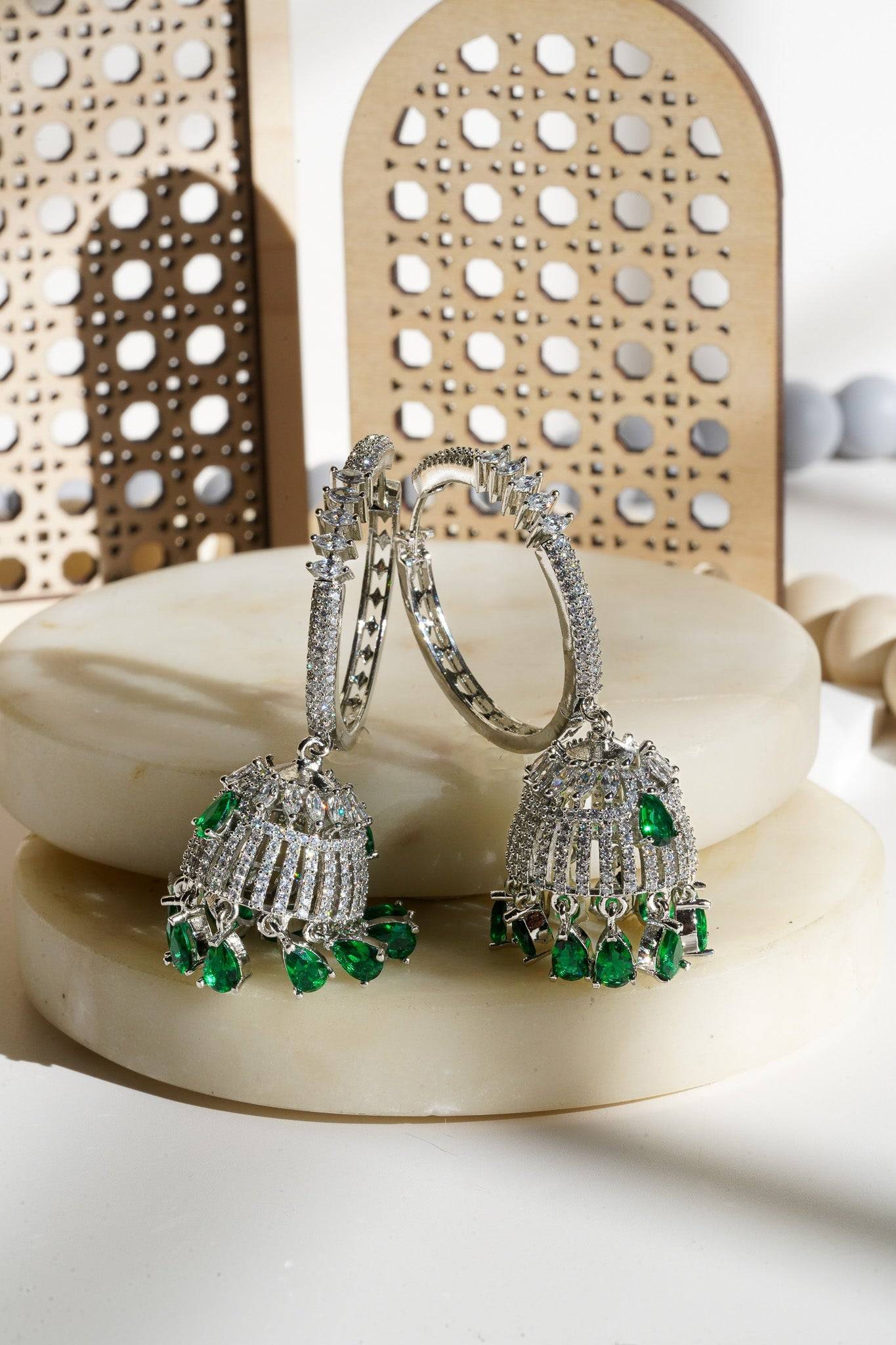 Salina - AD Hoop Jhumka Earrings Hoop Earrings from Inaury