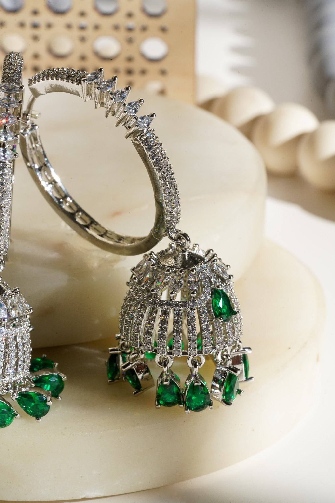 Salina - AD Hoop Jhumka Earrings Hoop Earrings from Inaury