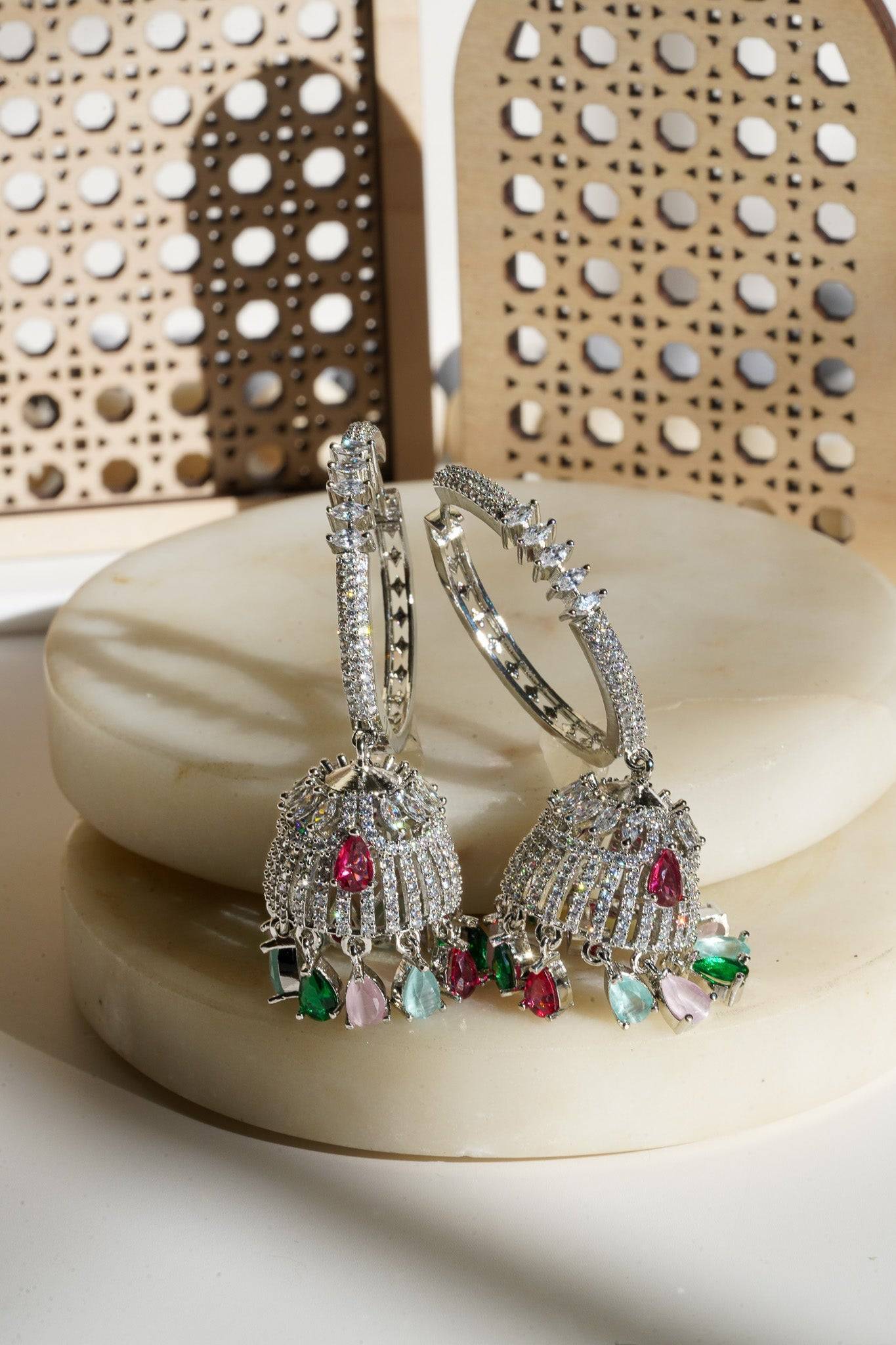 Salina - AD Hoop Jhumka Earrings Hoop Earrings from Inaury