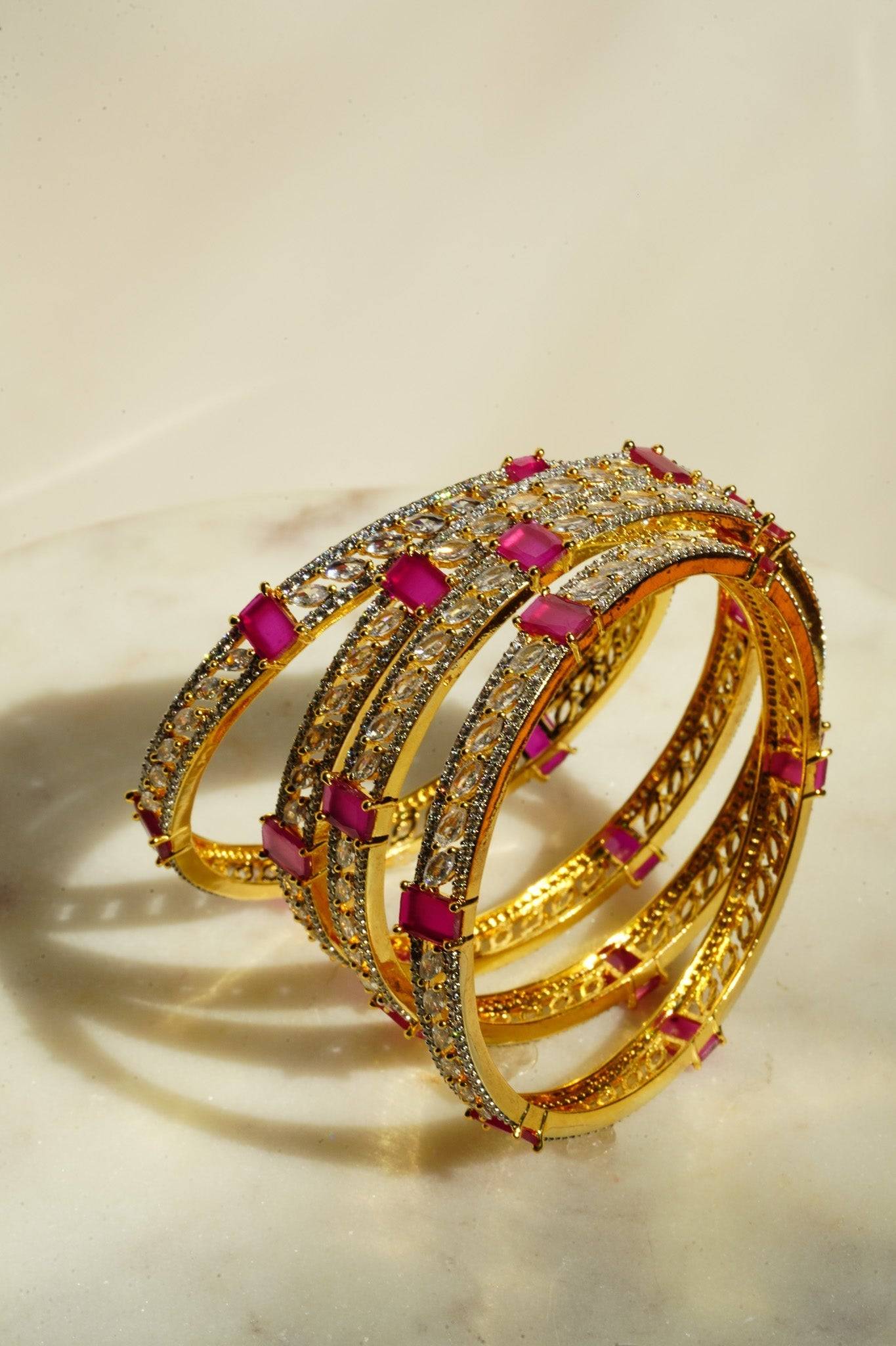 Sanya - AD Bangles (Set of 4) Bangles from Inaury