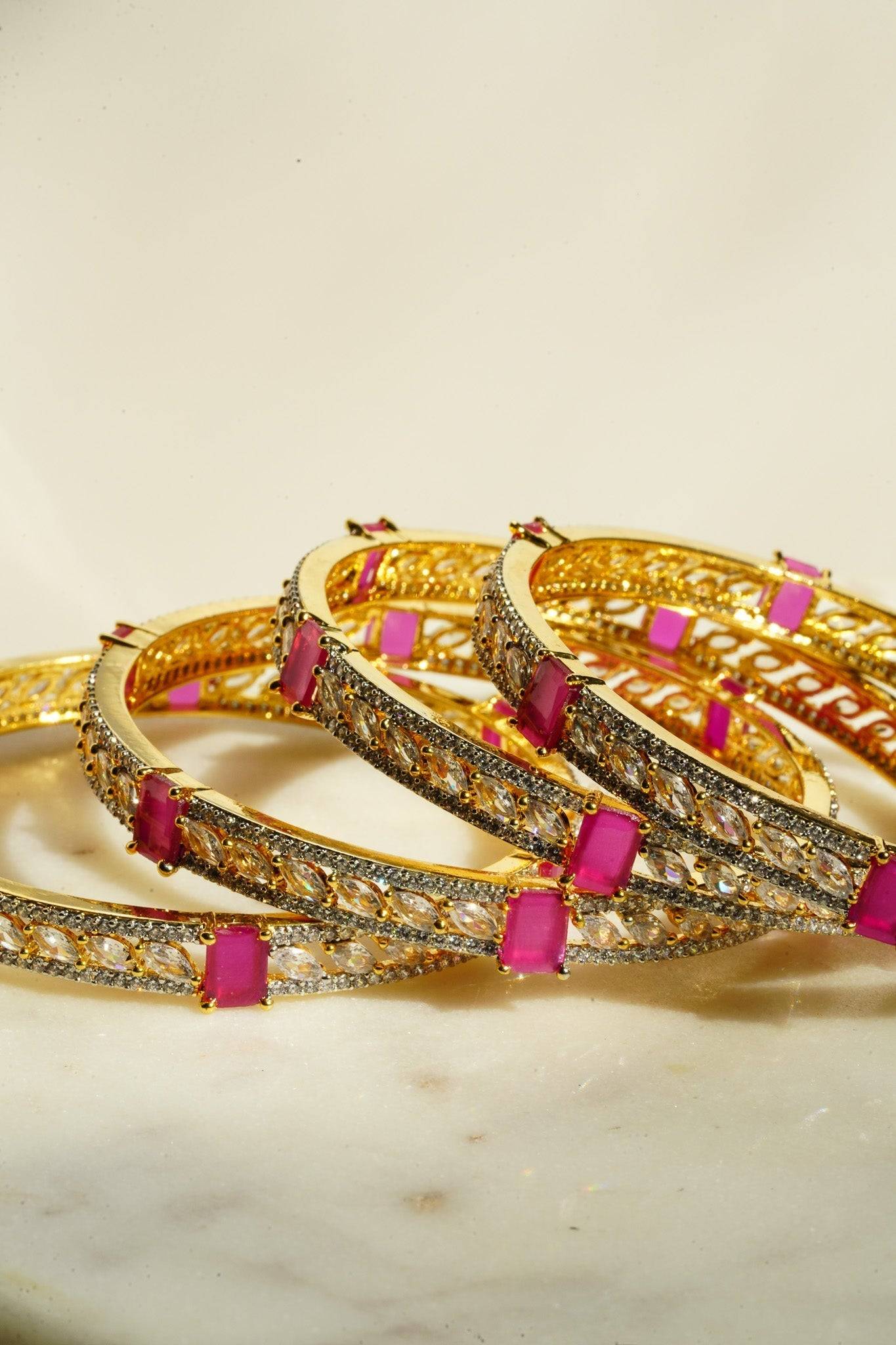 Sanya - AD Bangles (Set of 4) Bangles from Inaury