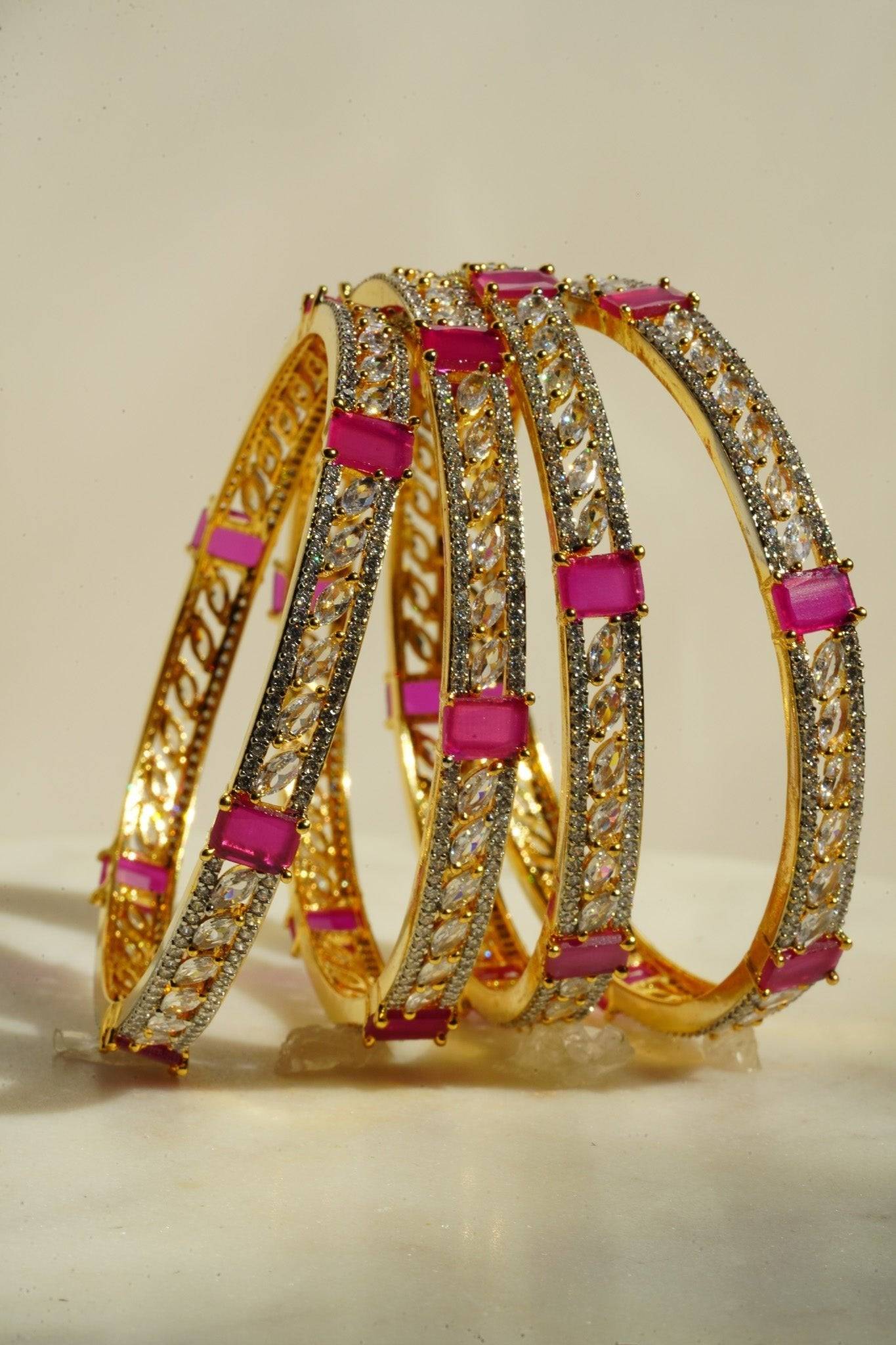 Sanya - AD Bangles (Set of 4) Bangles from Inaury