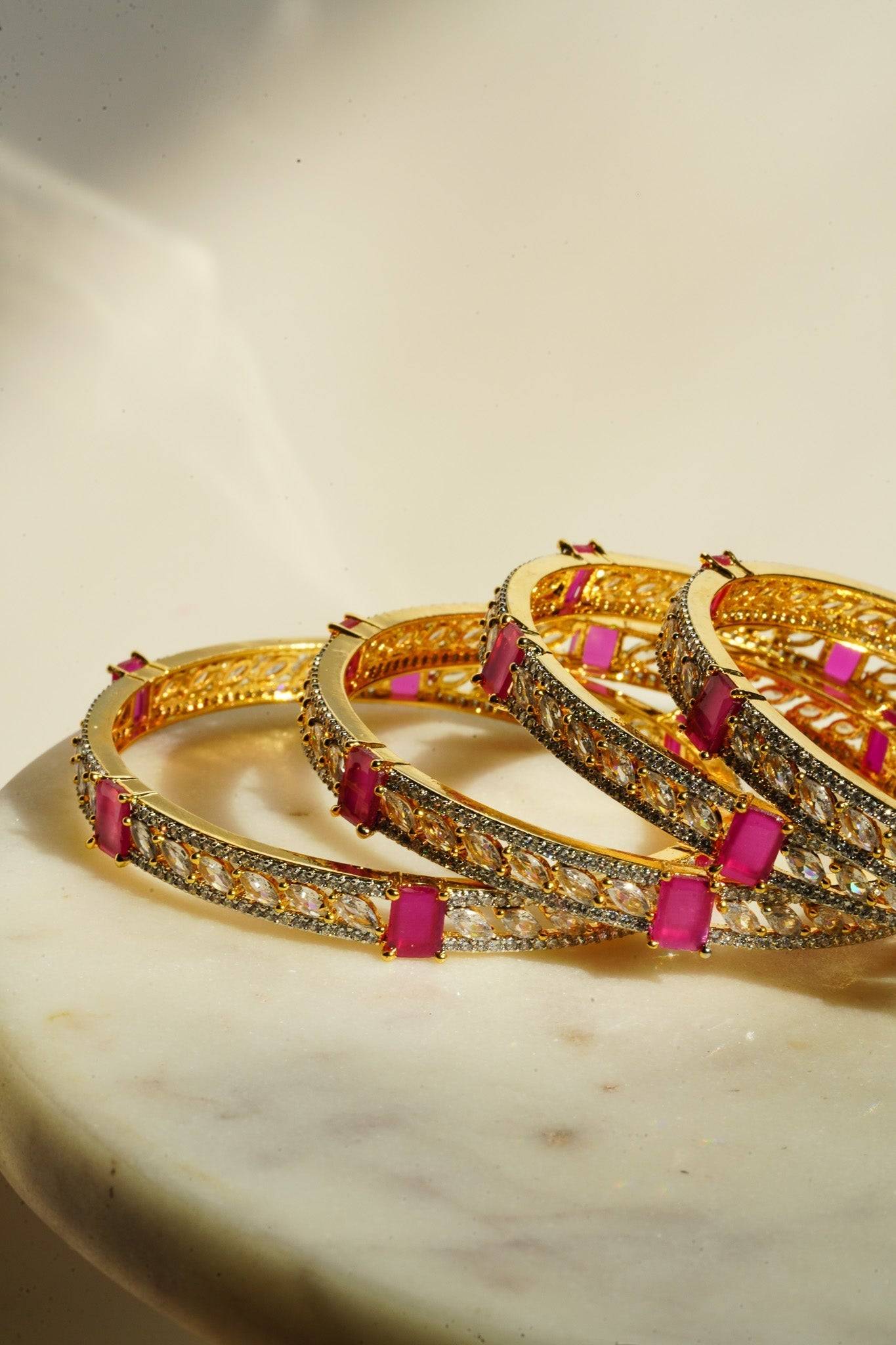 Sanya - AD Bangles (Set of 4) Bangles from Inaury