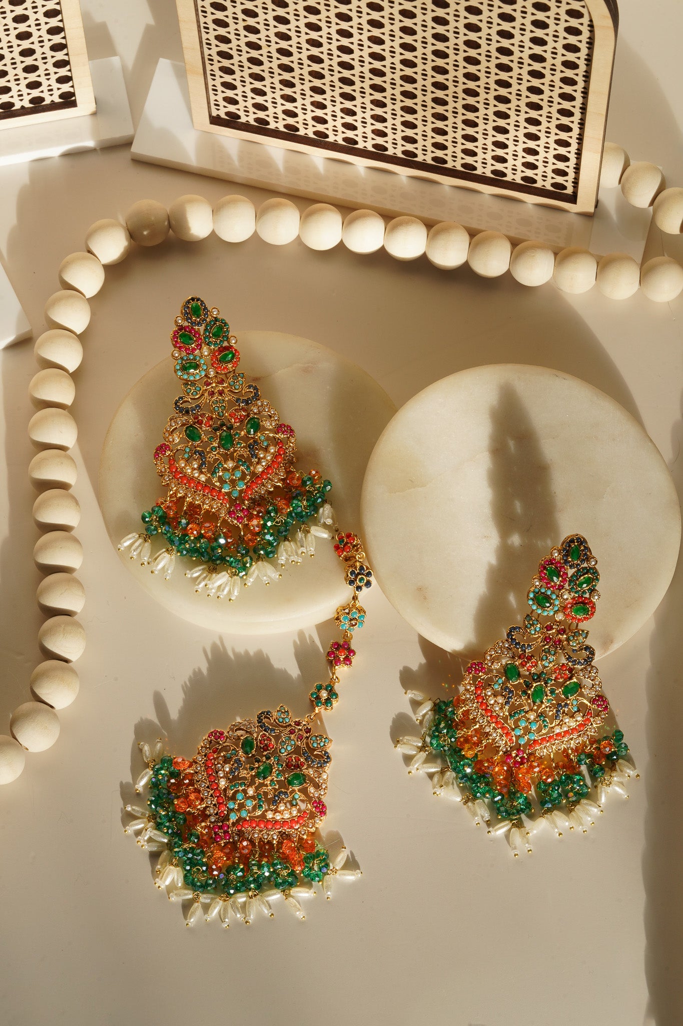Sarah - Chandelier Earrings & Tikka Set Earrings & Tikka Set from Inaury