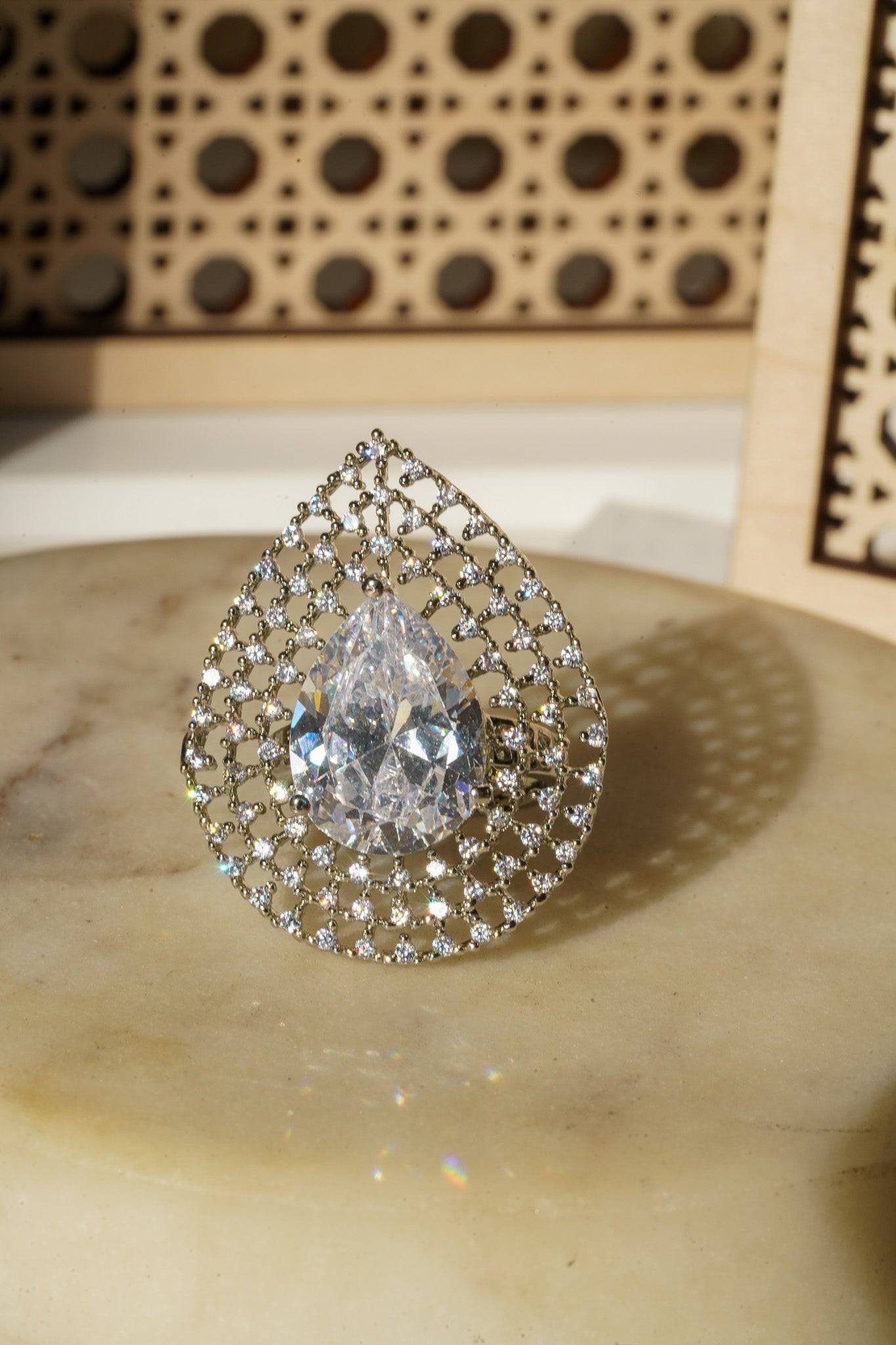 Shaffa - Teardrop AD Adjustable Ring Rings from Inaury