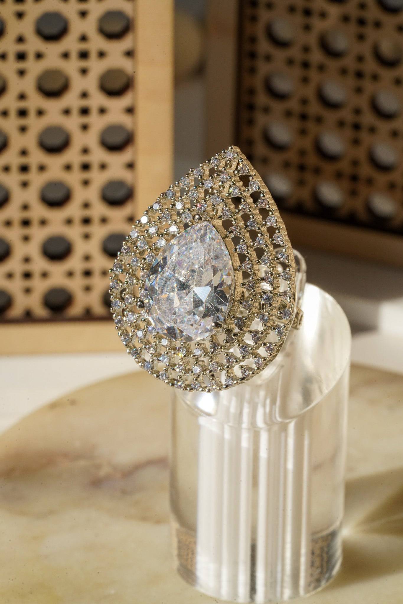 Shaffa - Teardrop AD Adjustable Ring Rings from Inaury