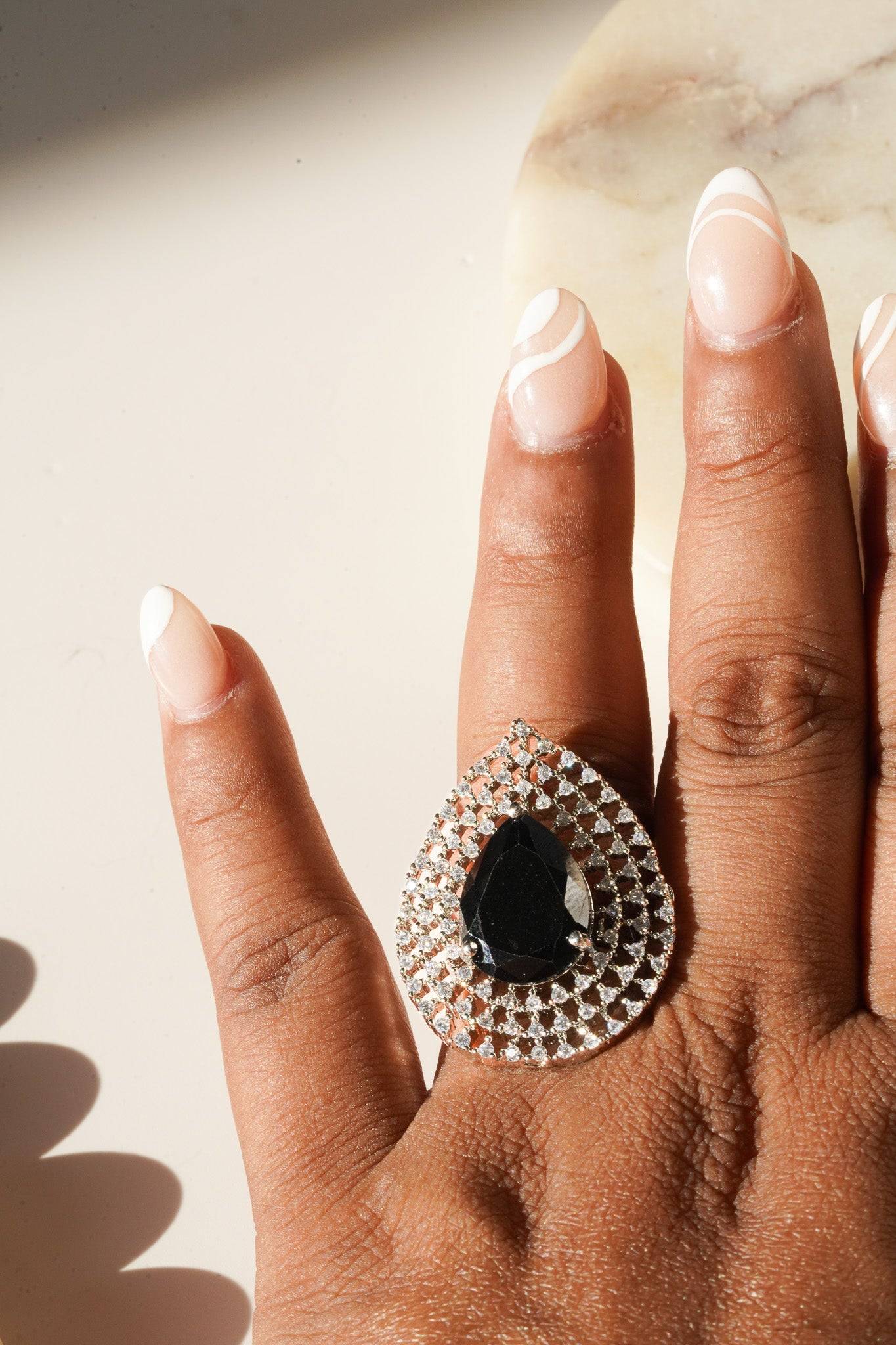 Shaffa - Teardrop AD Adjustable Ring Rings from Inaury