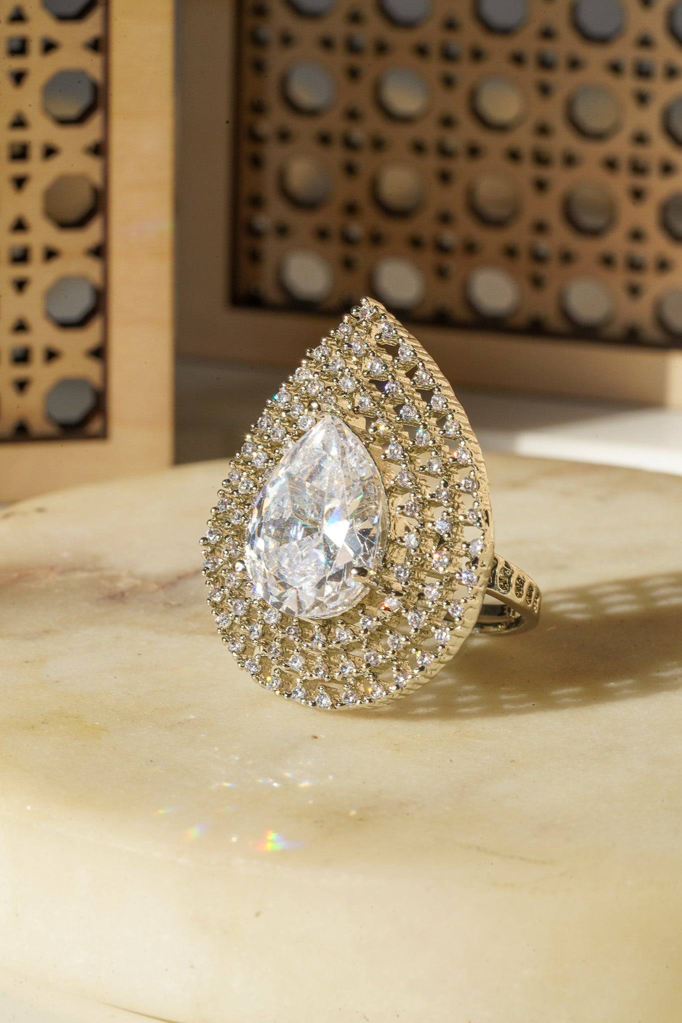 Shaffa - Teardrop AD Adjustable Ring Rings from Inaury