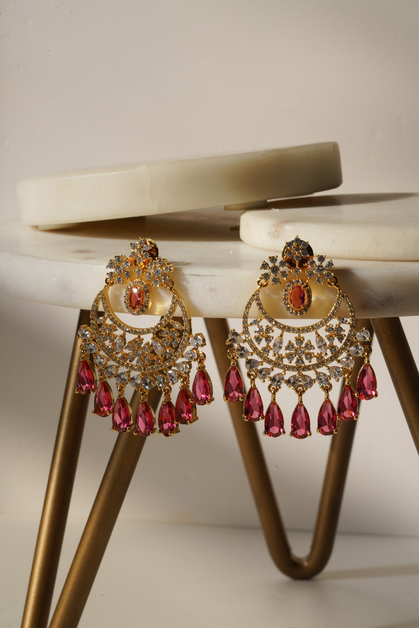 Shaina - Gold AD Chandbali Earrings Chandbali from Inaury