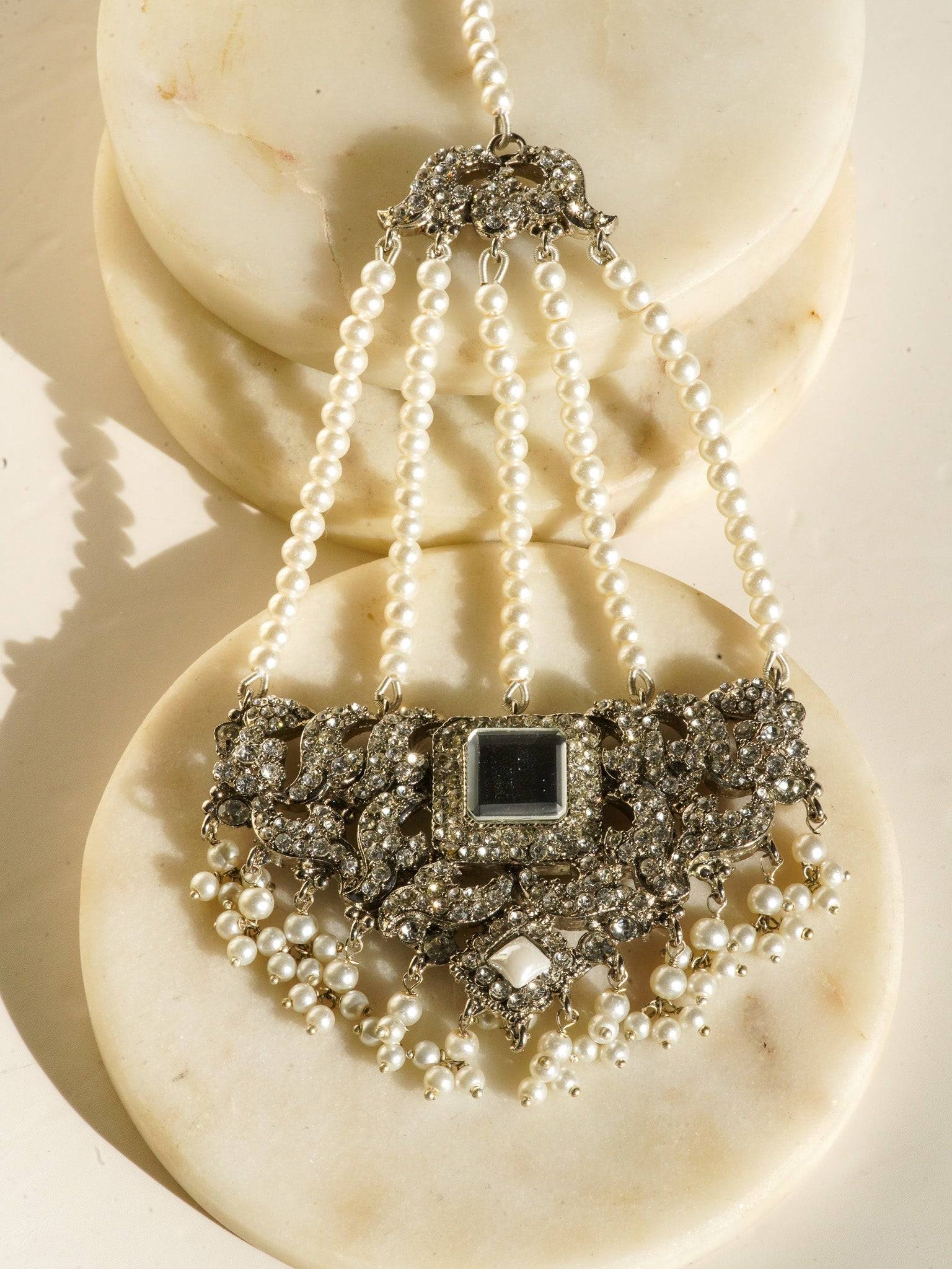 Shanzay - Mirror Embellished Choker Necklace Set Choker Necklace Set from Inaury