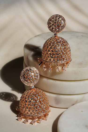 Sila - Silver Dome Shape Jhumka Earrings Jhumkas from Inaury