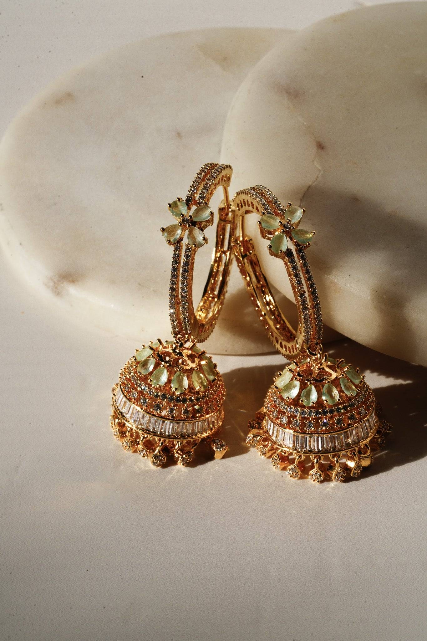 Simi - Gold AD Hoop Jhumka Jhumkas from Inaury