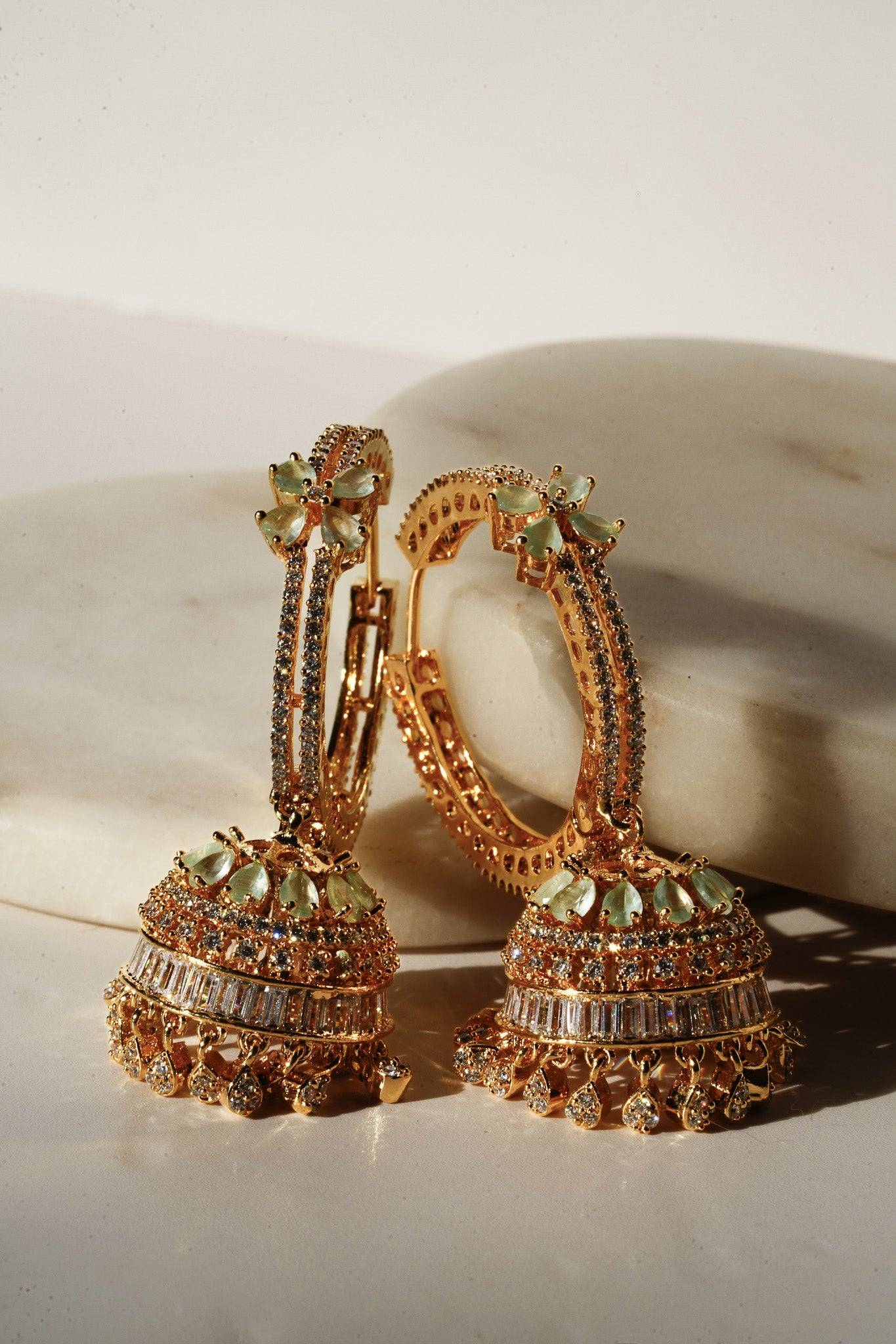 Simi - Gold AD Hoop Jhumka Jhumkas from Inaury