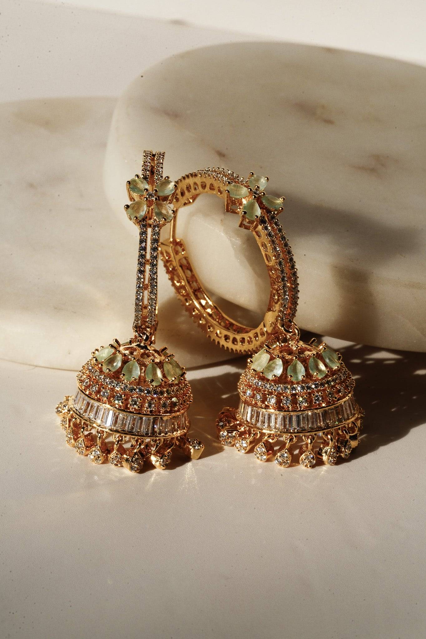 Simi - Gold AD Hoop Jhumka Jhumkas from Inaury