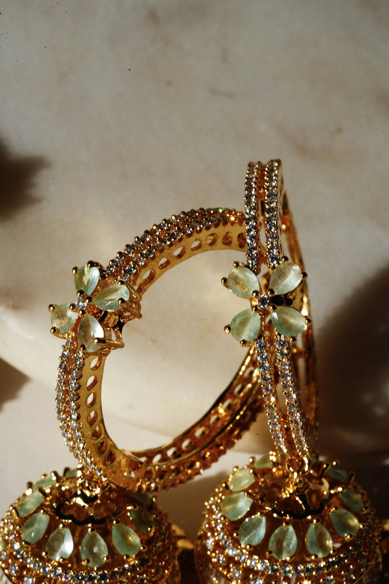 Simi - Gold AD Hoop Jhumka Jhumkas from Inaury