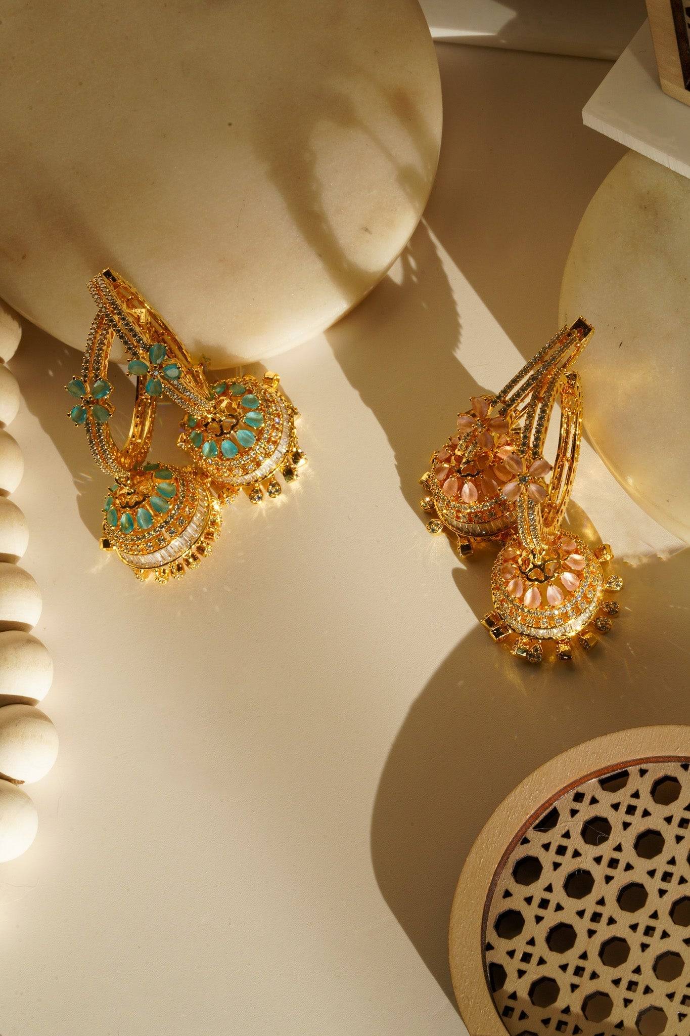 Simi - Gold AD Hoop Jhumka Jhumkas from Inaury