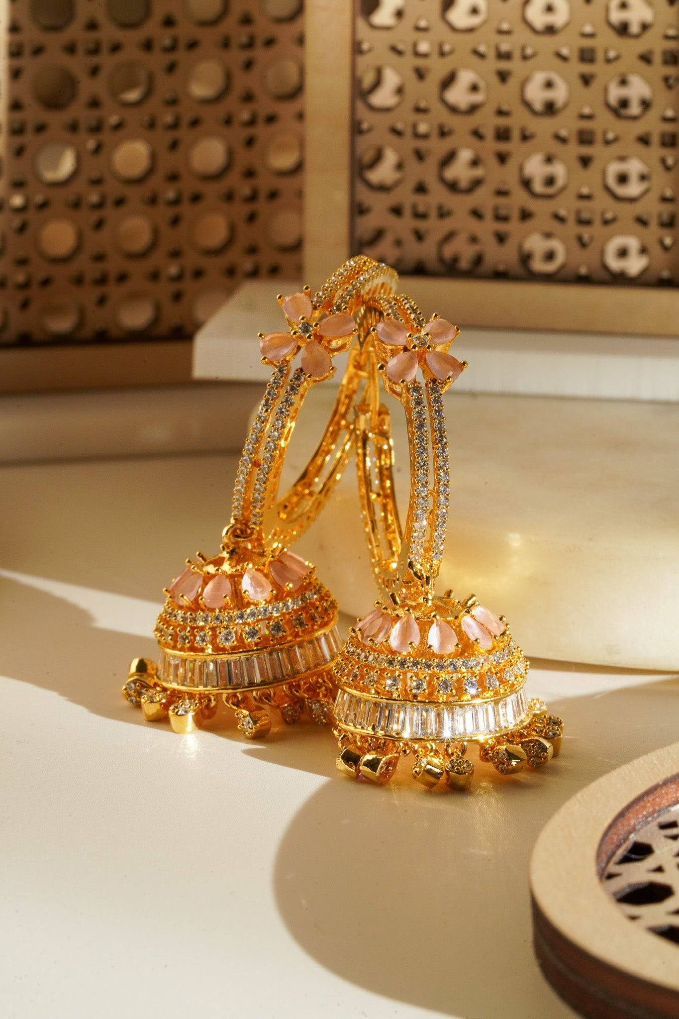 Simi - Gold AD Hoop Jhumka Jhumkas from Inaury