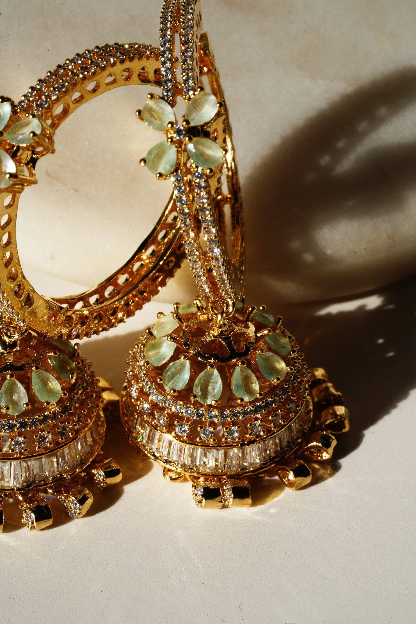 Simi - Gold AD Hoop Jhumka Jhumkas from Inaury