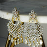 Siya AD Chandbali Earrings - Available in rhodium or gold plating with white AD stones, featuring a 2.5-inch drop, perfect for a statement piece.