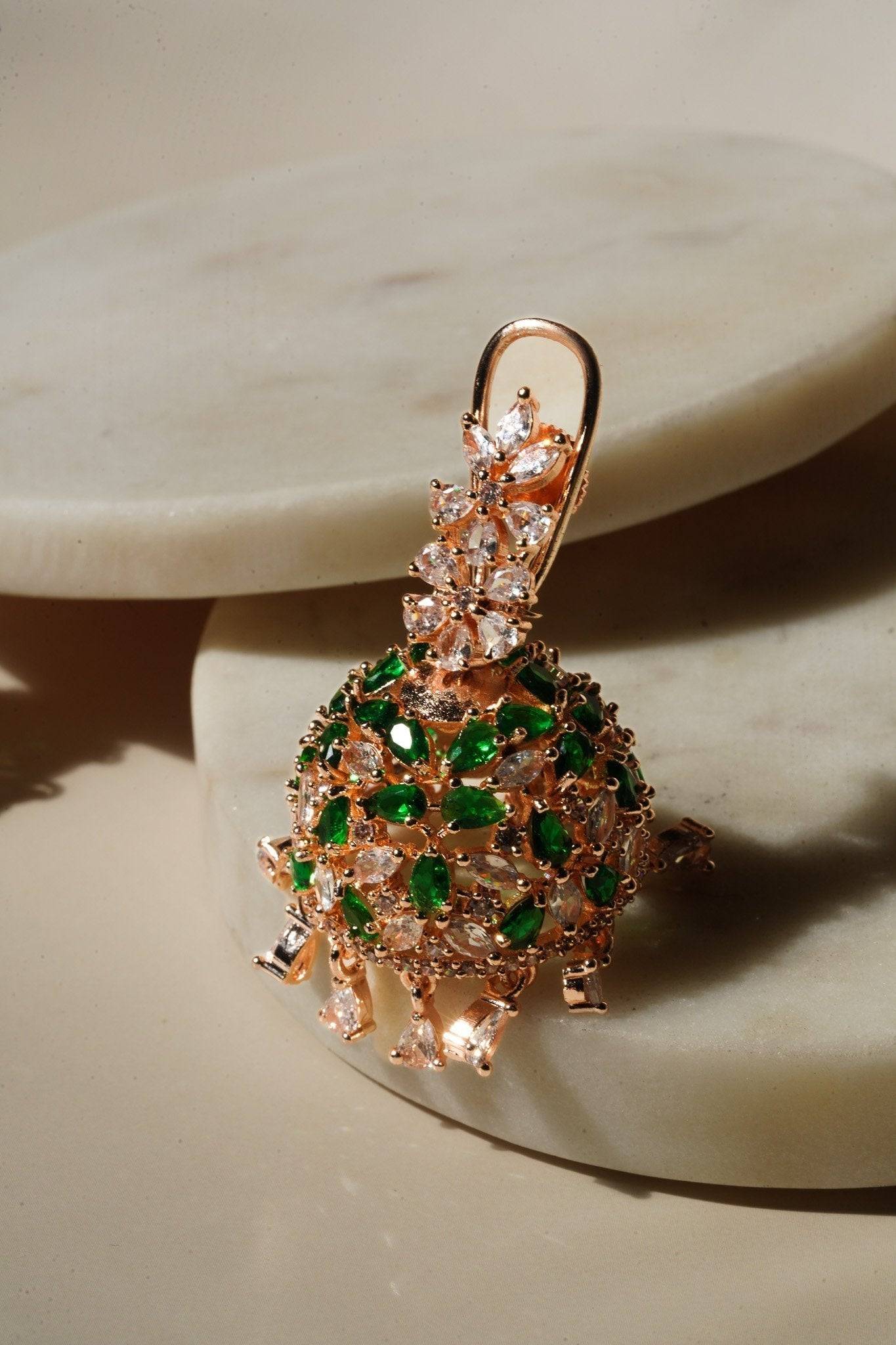 Sneha Floral Jhumka Earrings - Rhodium or rose gold plated, featuring a detailed floral print design, perfect for Western and Indian attire.