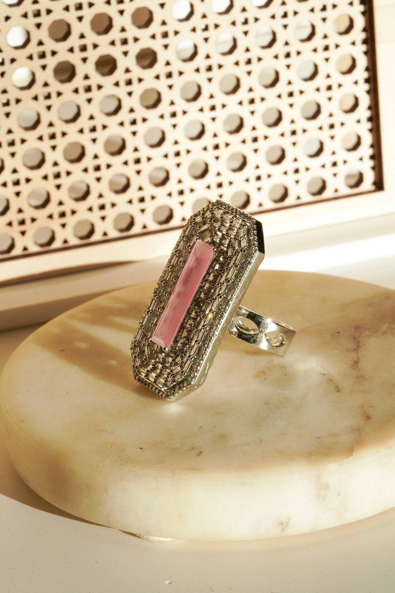Sona - Elongated Cushion Cut AD Adjustable Ring Rings from Inaury