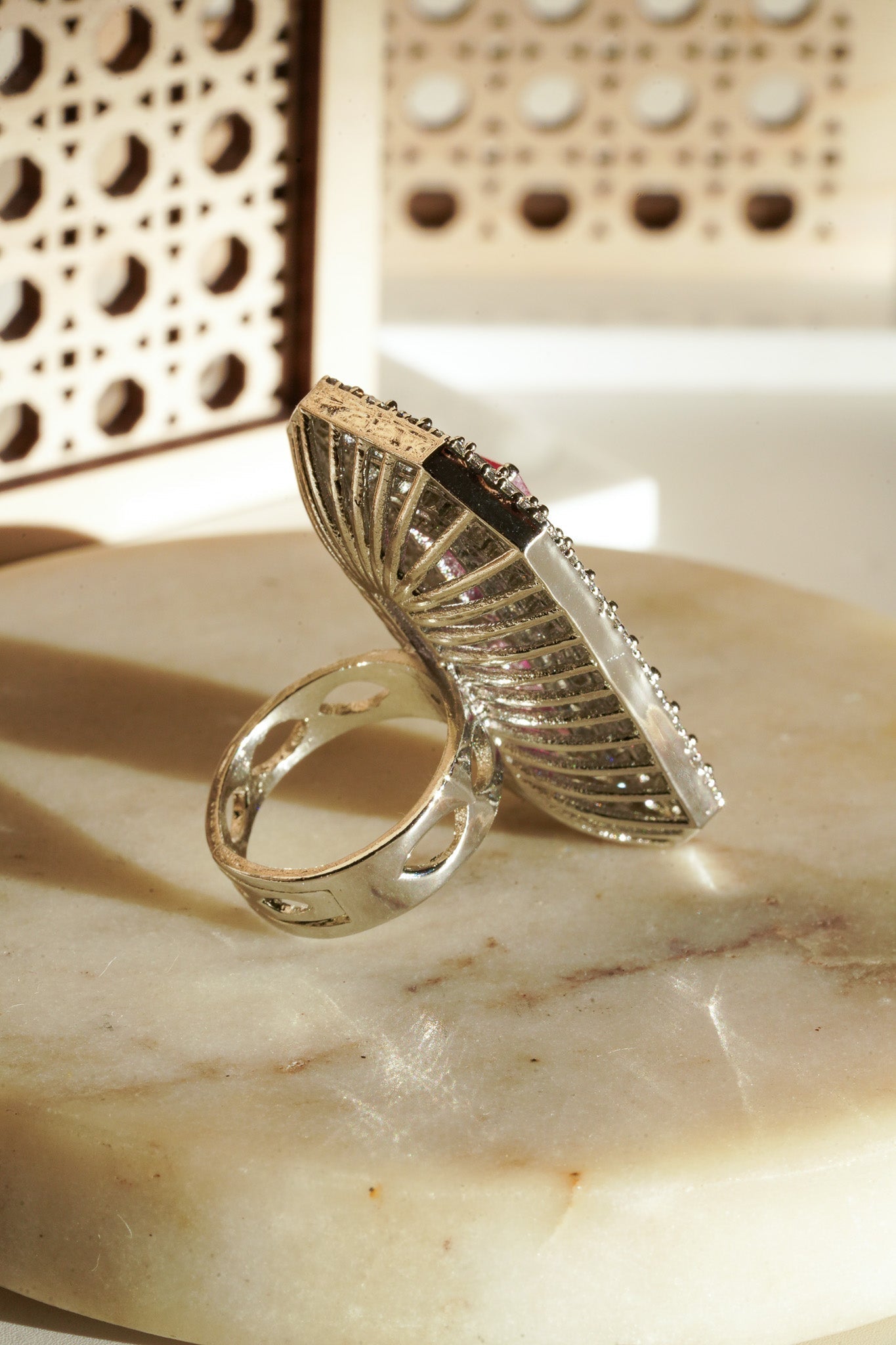 Sona - Elongated Cushion Cut AD Adjustable Ring Rings from Inaury