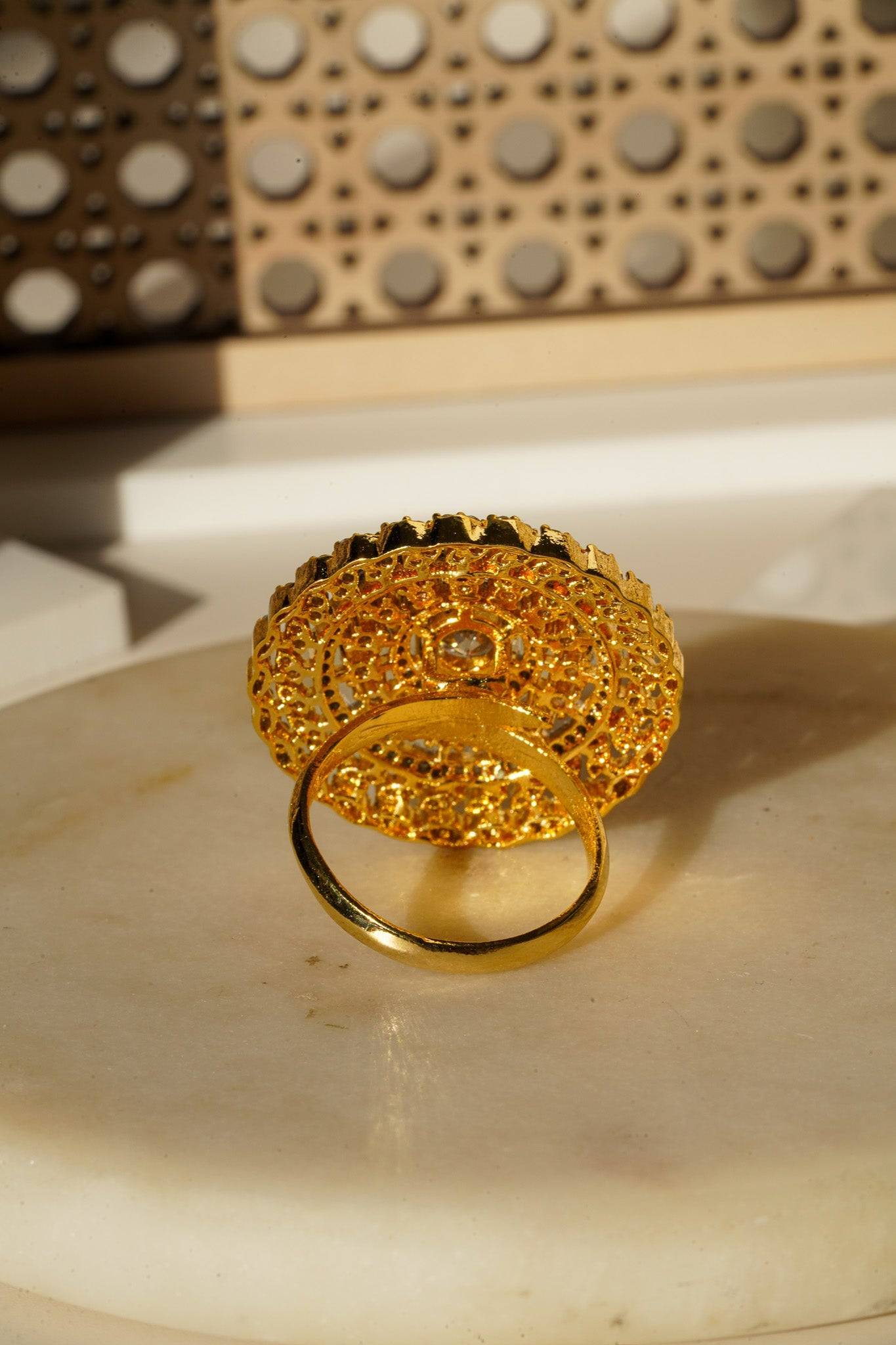 Sonia - Round Adjustable AD Ring Rings from Inaury