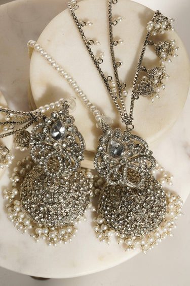 Suhana - Silver Elongated Bahubali Jhumka Earrings Jhumkas from Inaury