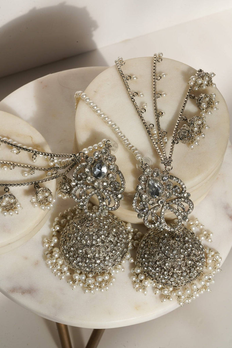 Suhana - Silver Elongated Bahubali Jhumka Earrings Jhumkas from Inaury