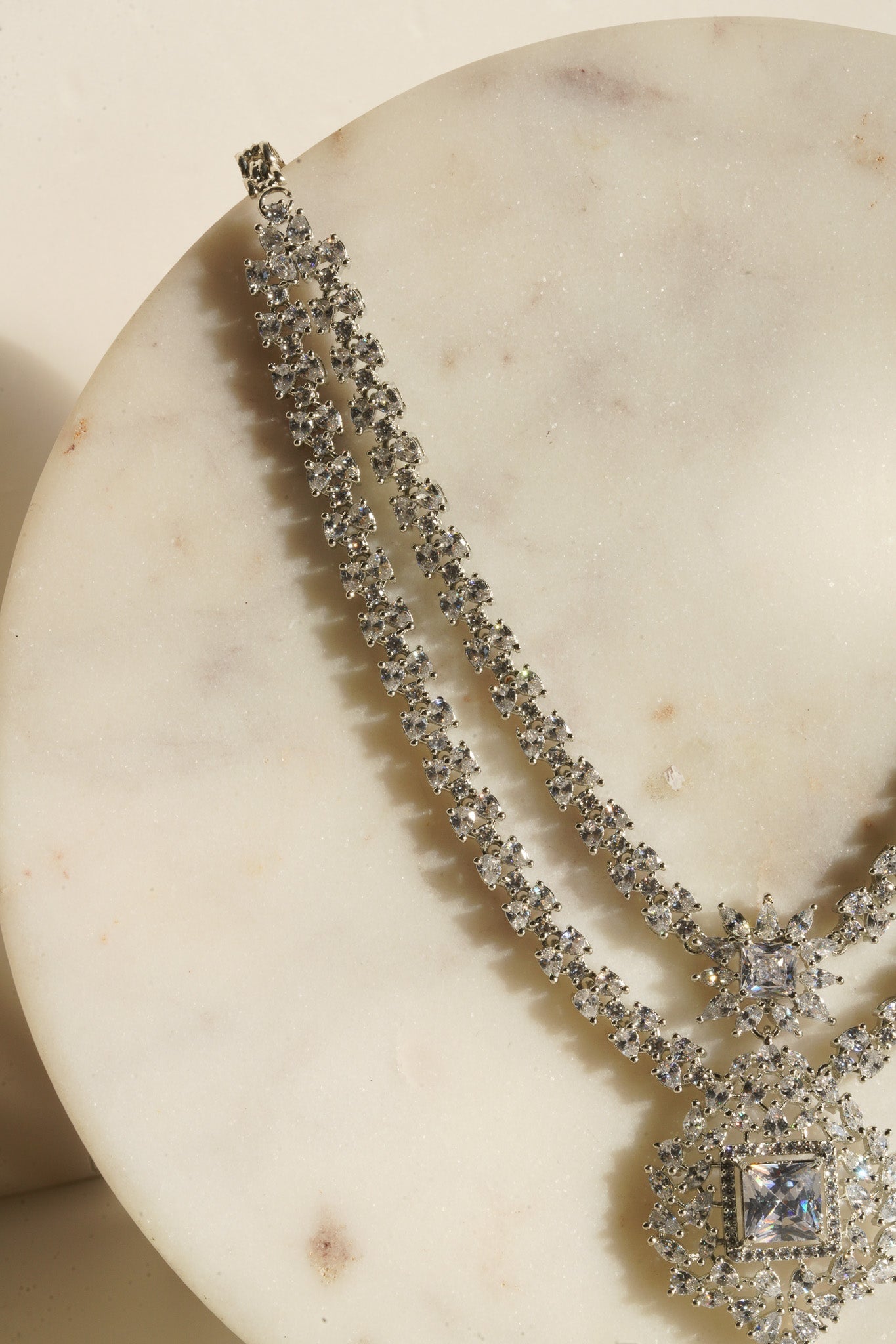 Zeenat - Double Layer Intricate Diamanté Accent Necklace Set Classic Necklace Set from Inaury