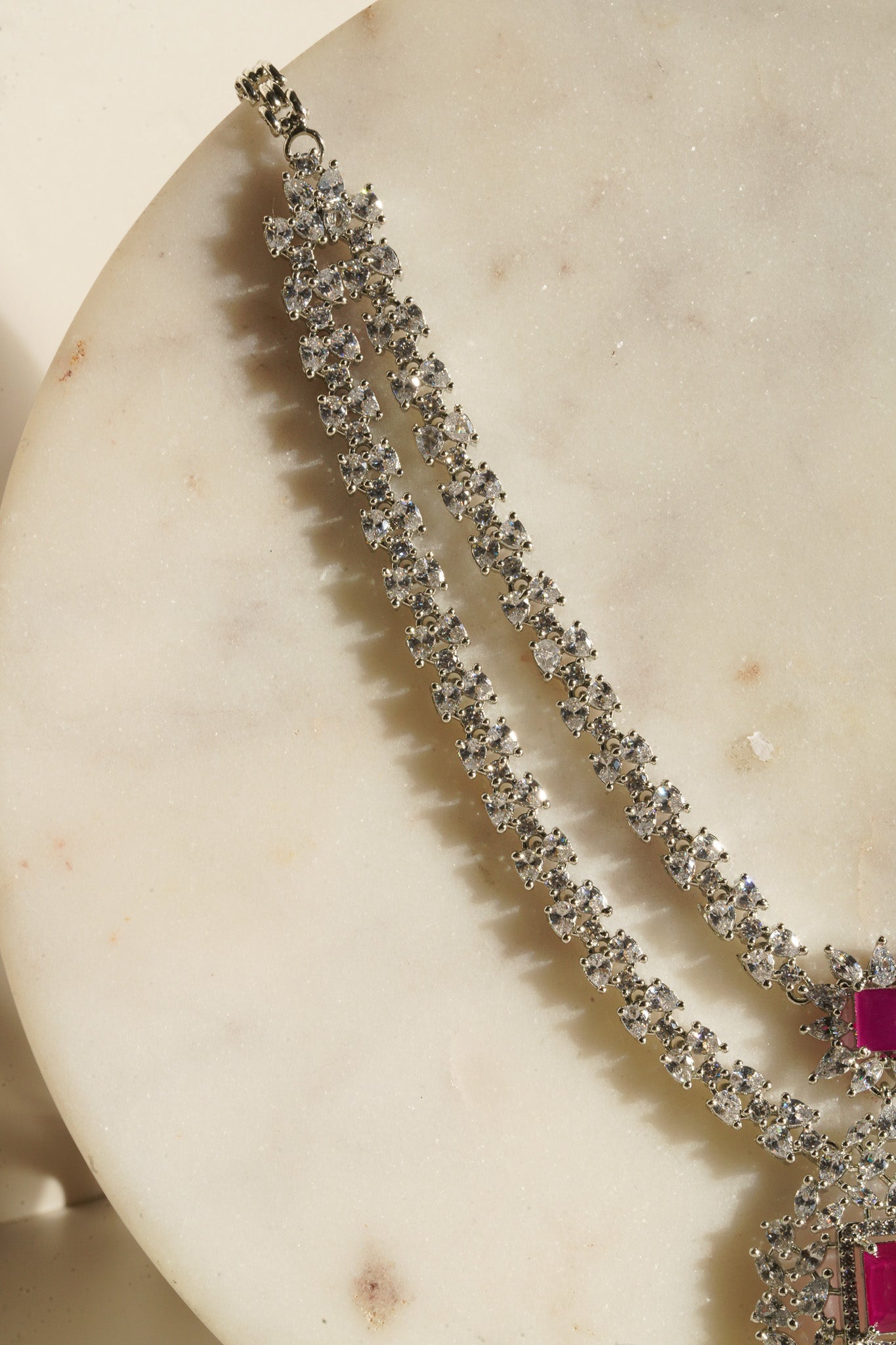 Zeenat - Double Layer Intricate Diamanté Accent Necklace Set Classic Necklace Set from Inaury
