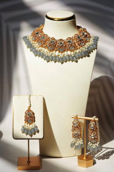 Zia - Gold & Gray Necklace Set Classic Necklace Set from Inaury