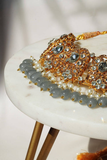 Zia - Gold & Gray Necklace Set Classic Necklace Set from Inaury
