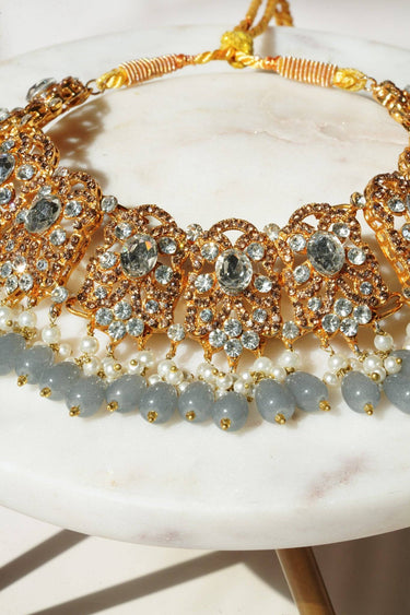 Zia - Gold & Gray Necklace Set Classic Necklace Set from Inaury