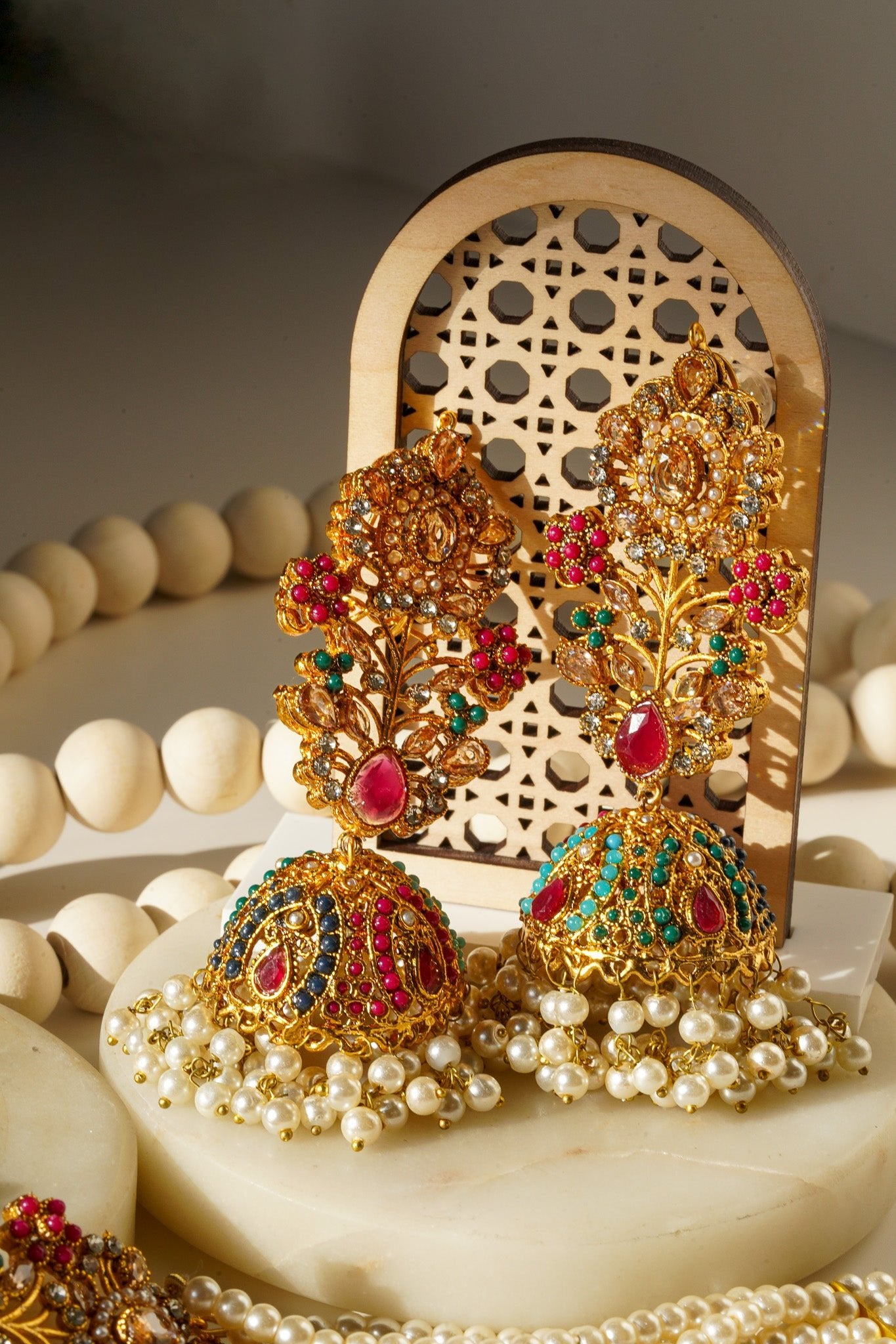 Zoya - Choker Necklace Set With Jhumka Earrings & Maang Tikka Choker Necklace Set from Inaury